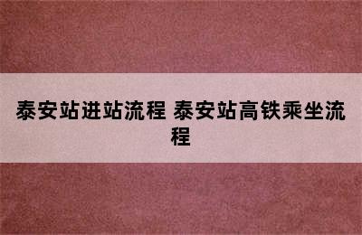 泰安站进站流程 泰安站高铁乘坐流程